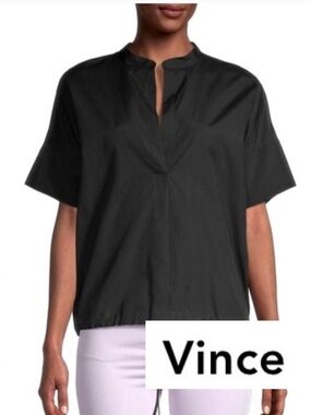 Vince Black Drawstring hem top, S,  Cb2616